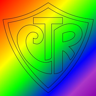 A CTR Shield over a Rainbow Gradient..